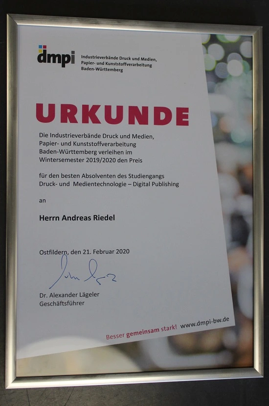 Die Urkunde für besondere Leistungen