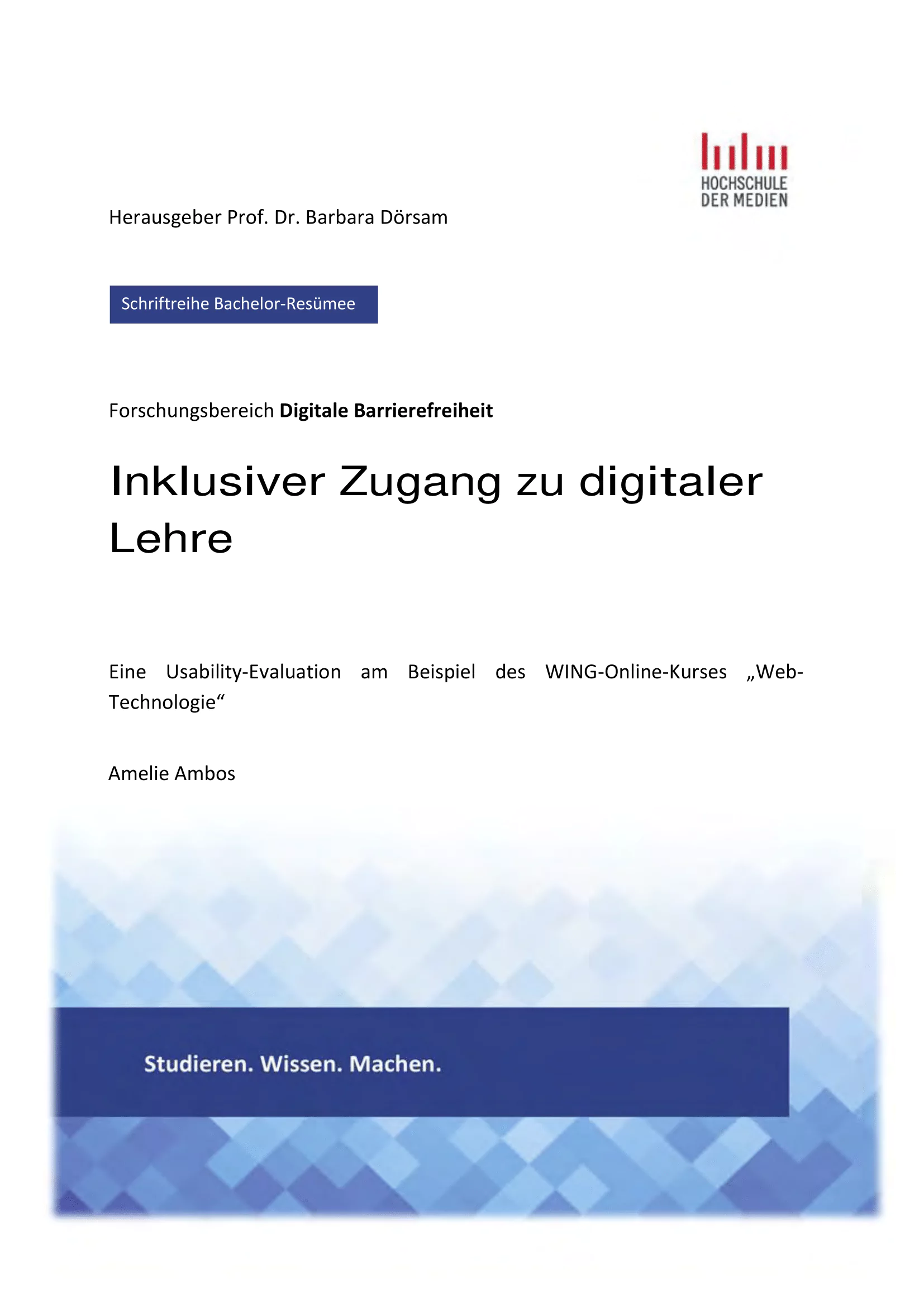 Cover der wissenschaftlichen Publikation