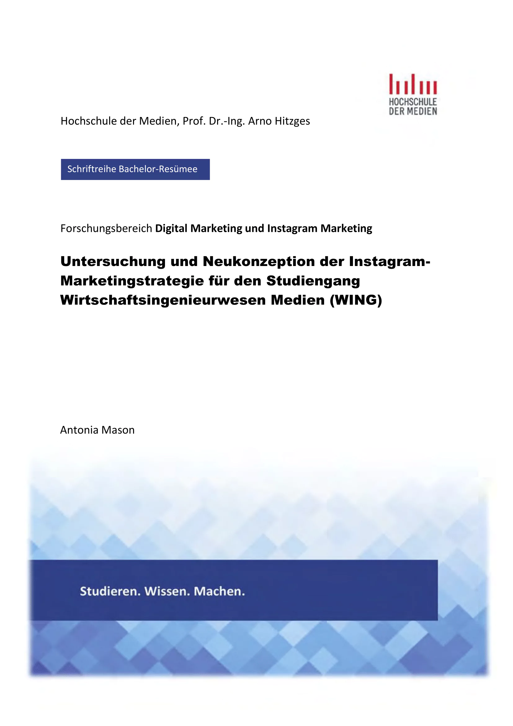 bachelorSchriftenreihe-antonia-mason Cover der wissenschaftlichen Publikation