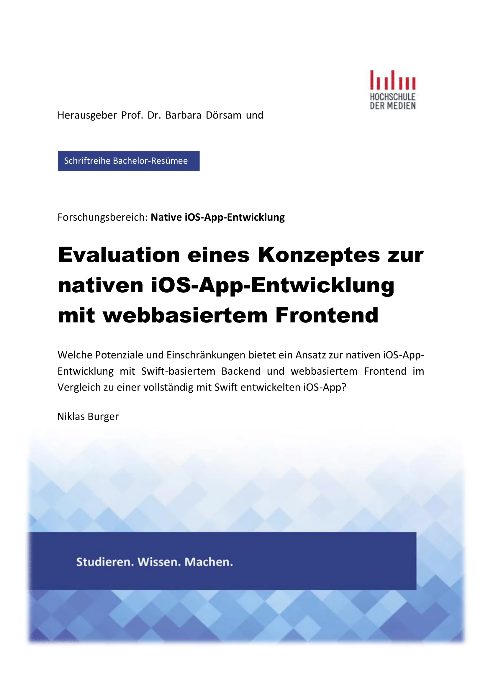 bachelorSchriftenreihe-niklas-burger Cover der wissenschaftlichen Publikation